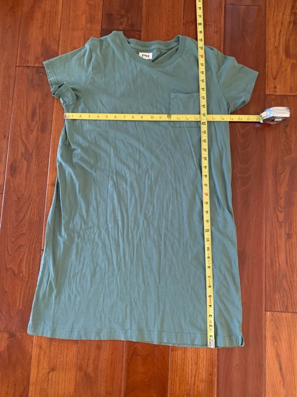 Pact Tee Dress Women’s Size L Dark Forest Softspun Organic Cotton Casual Pocket - Picture 7 of 11
